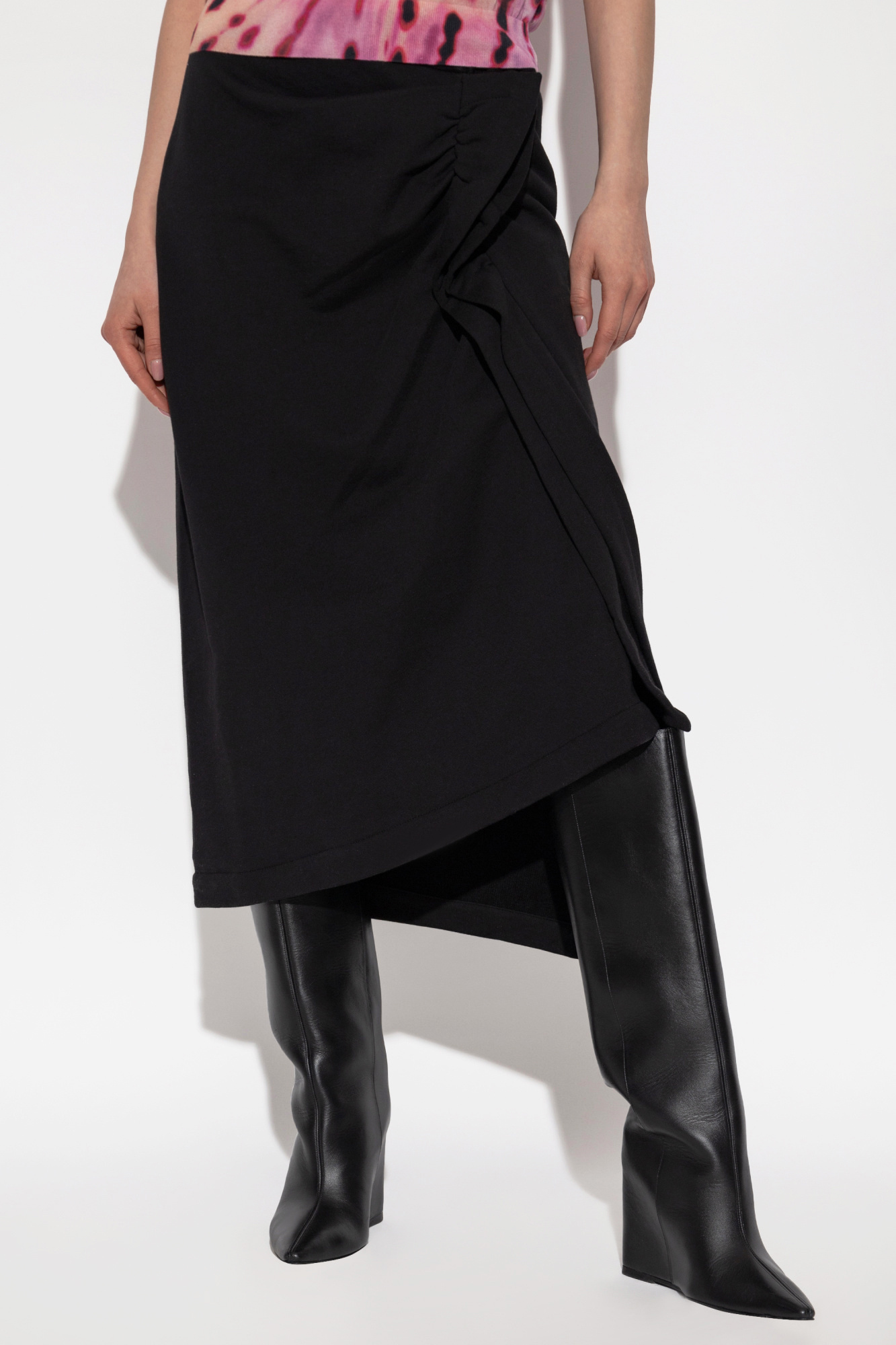 スカート Dries Van Noten Nylon Skirt With Ruffles DRIES VAN NOTEN Asymmetric Layered Patchwork Ruffle Edge